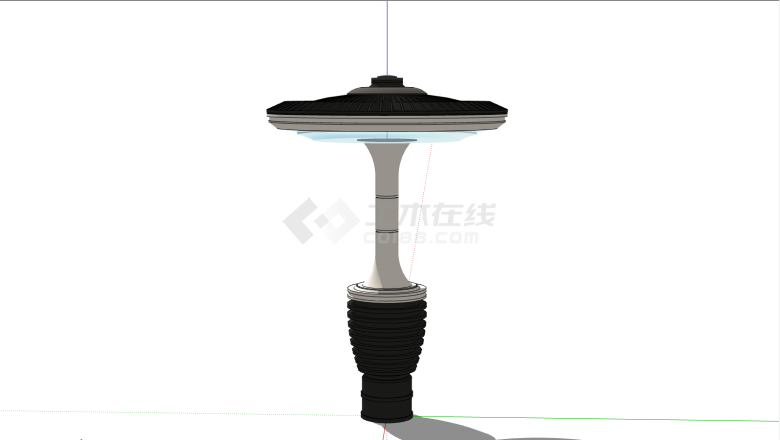 黑色圆型景观灯设计su模型-图二