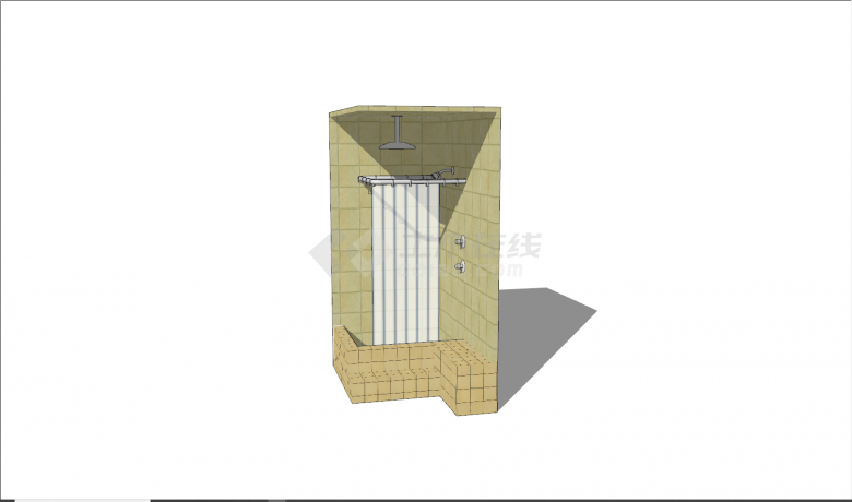 现代土黄色隔断淋浴间su模型-图二