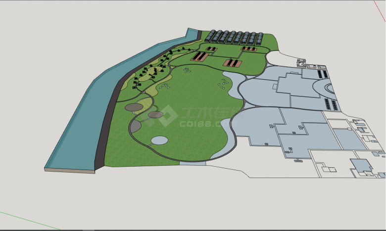 大型简约美丽乡村公园 su模型-图二