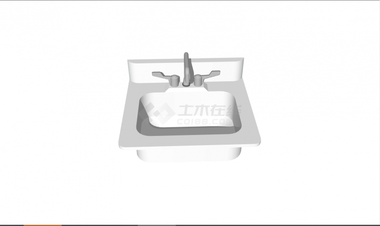 一款白色的带有水龙头的浴盆卫浴 su模型-图二
