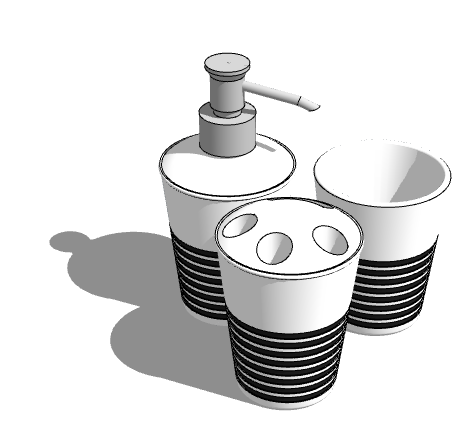 黑色线条白色杯子现代卫浴su模型_图1