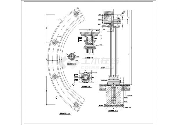某欧式CAD廊柱设计详细完整大样图-图一