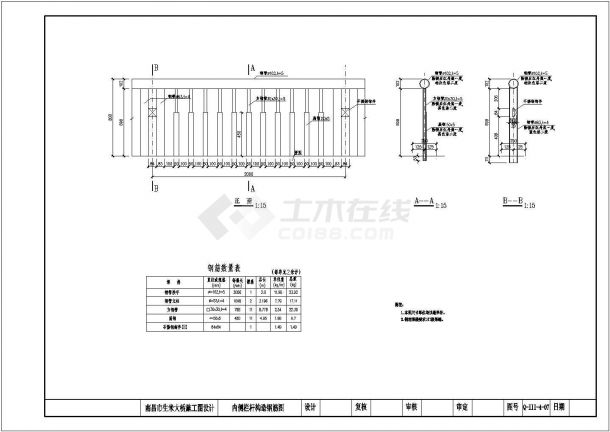 某生米大桥图纸75+2X228+75钢管拱扶手CAD大样详细构造图-图一