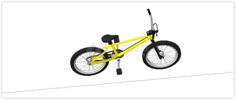 黄色车架儿童自行车su模型-图二