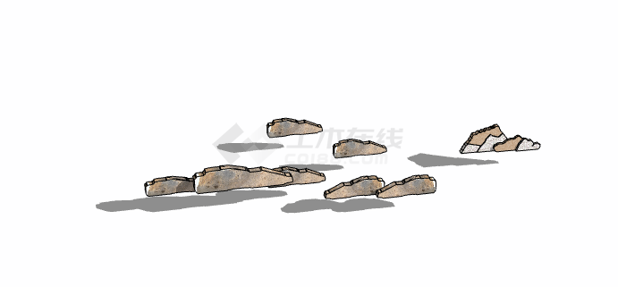 斑纹低矮假山置石 su模型-图一