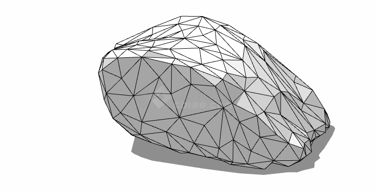 网状黑线现代假山置石 su模型-图二