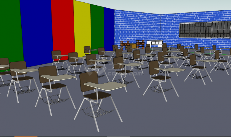 一间色彩艳丽的教室 su模型-图一