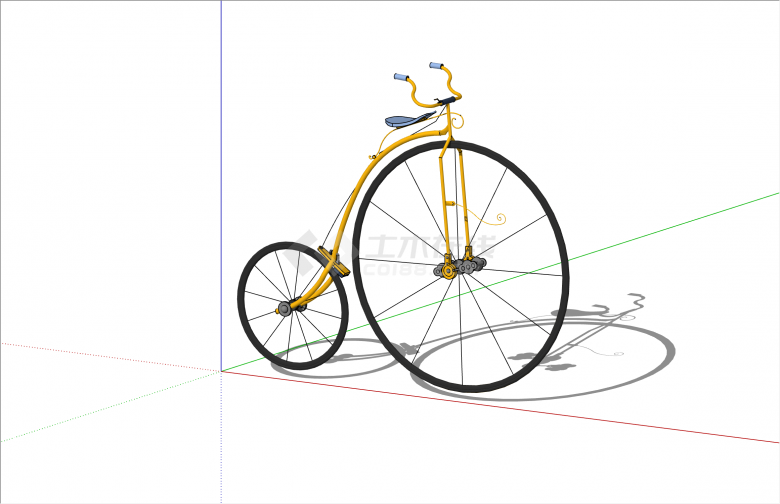 杂技大小轮现代风格自行车su模型-图二