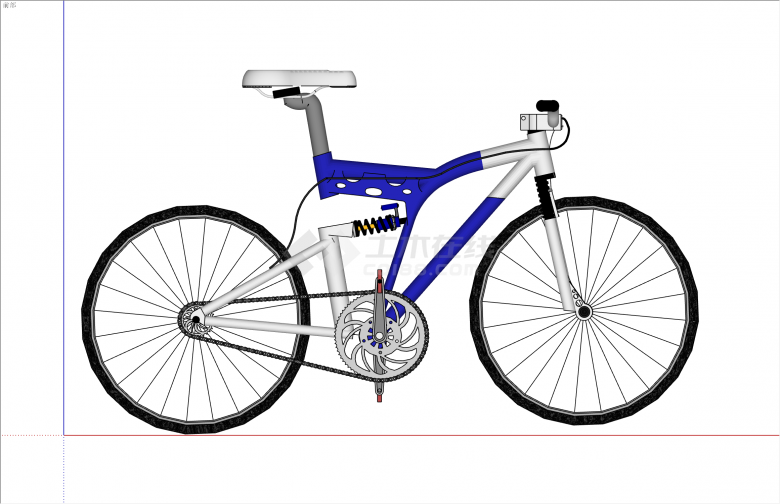 经典蓝色现代风格自行车su模型-图一