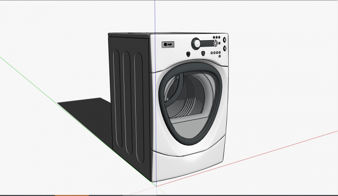 一款灰色的全自动洗衣机洗衣机su模型_图1