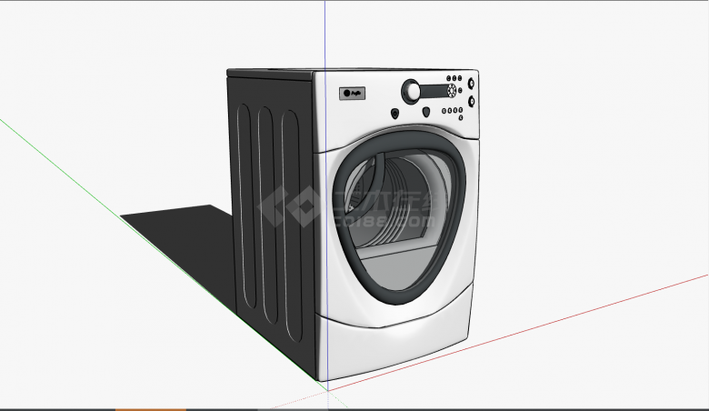 一款灰色的全自动洗衣机洗衣机su模型-图一