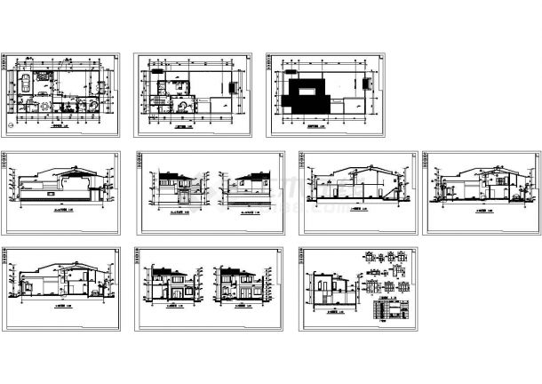 某二层现代风格四合院住宅设计cad全套建筑施工图（含效果图）-图一