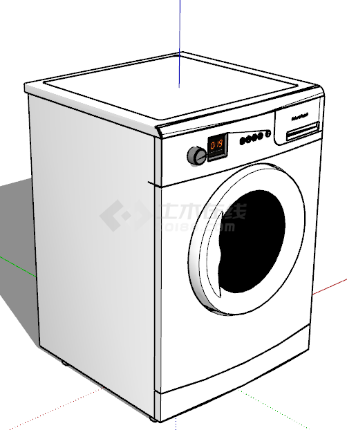 现代家用白色滚筒洗衣机su模型-图一