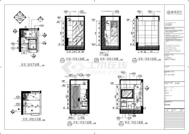 某某建筑卧室二浴室立面图CAD图-图一