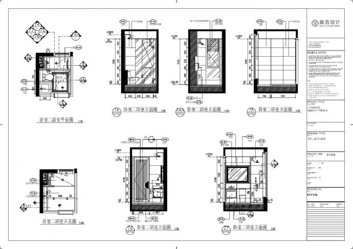 某某建筑卧室二浴室立面图CAD图_图1