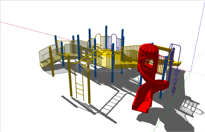 大型现代风格户外儿童游乐园su模型-图二