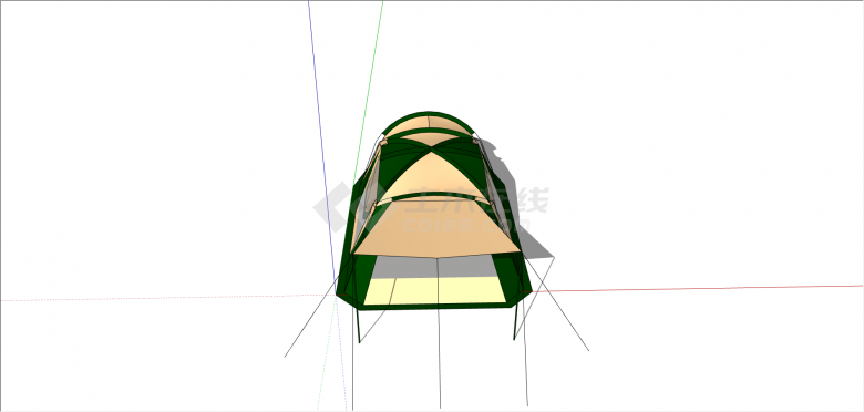 现代两色系露营帐篷su模型-图一