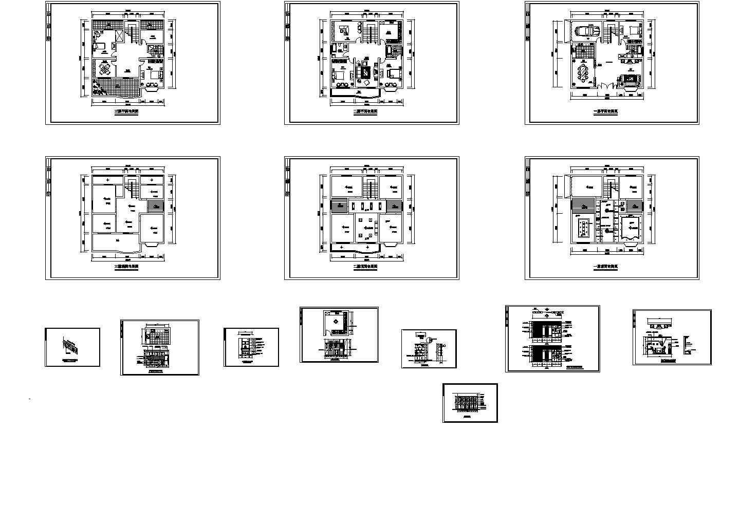 某3层别墅装修设计详细CAD图