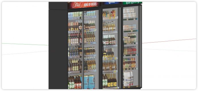 商业玻璃门啤酒冰箱su模型_图1