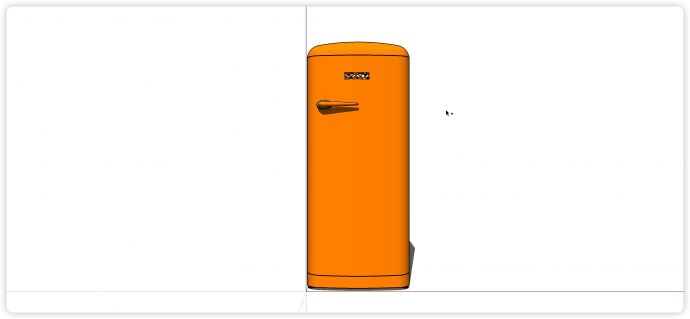 橙色时尚上下开门家用冰箱su模型_图1