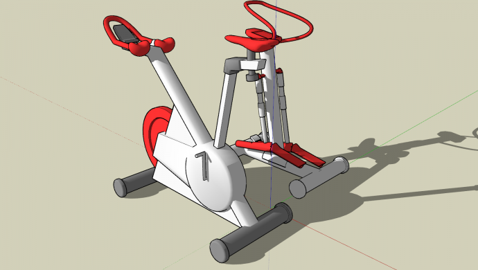 健身器械自行车组合su模型_图1