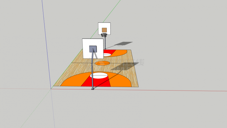 黄色简单篮球场su模型-图二