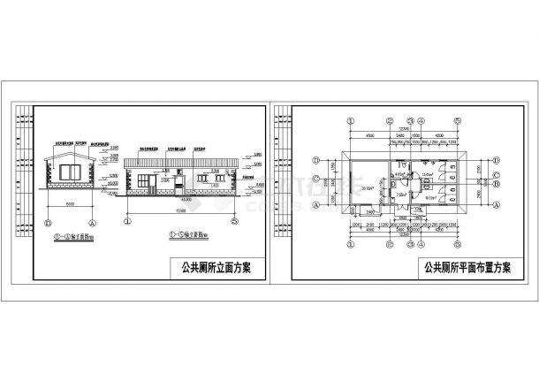 长12.3米 宽5.1米 1层62.73平米小型公厕建筑方案设计图-图一