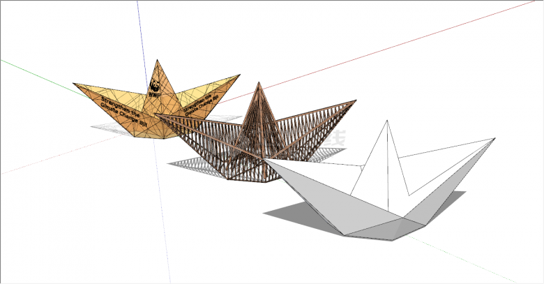 现代简约抽象船型的雕塑su模型-图二