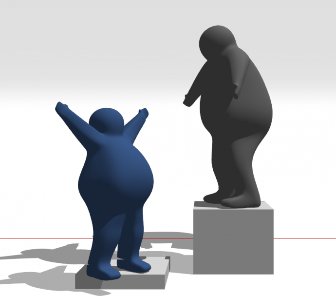 人大熊抽象人物人像雕塑su模型_图1