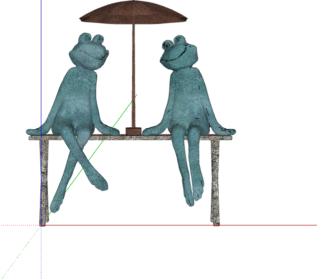 青色青蛙现代抽象人物人像雕塑 su模型_图1