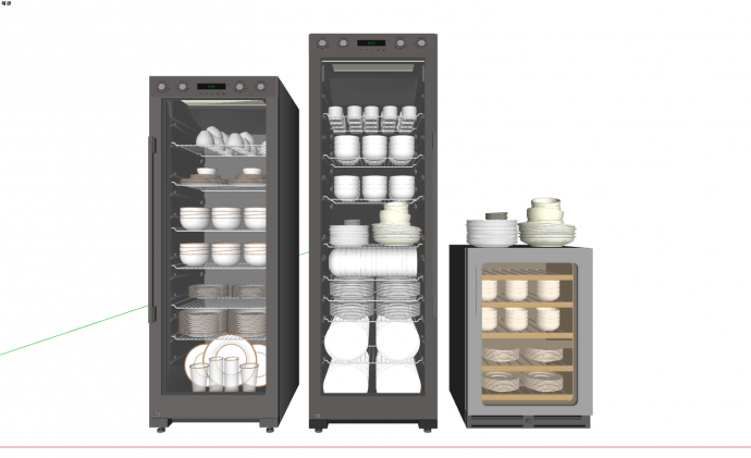 灰色立柜消毒柜厨房电器SU模型_图1