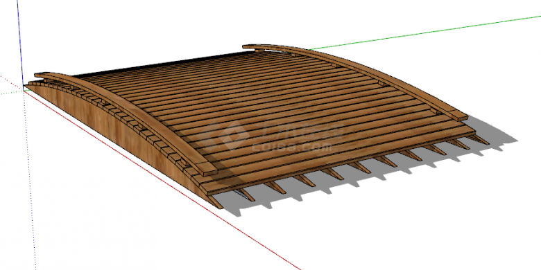 新中式木质简约小木桥su模型-图二