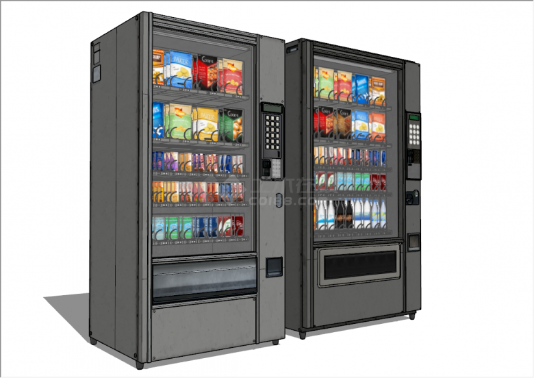现代经典风格自动售卖机超市冰柜su模型-图二
