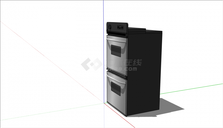 箱门不透明双层烤箱的SU模型-图二