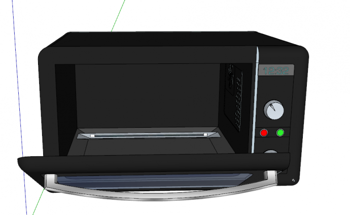 黑色现代全自动烘焙烤箱su模型_图1