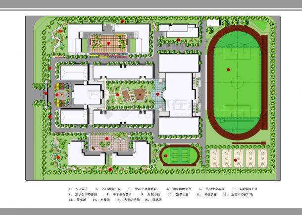 某学校景观规划设计彩平图-图一