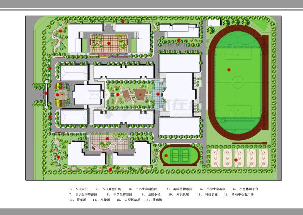 某学校景观规划设计彩平图-图二