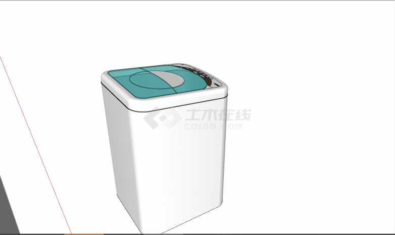 一款半自动的白色的洗衣机 su模型-图二