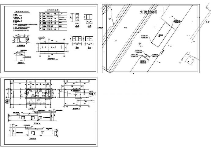 单层厂区大门+值班室建筑施工CAD图纸_图1