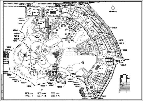 江西某名园（规划建设用地496456.7平方米）规划设计cad施工总平面图（含经济技术指标）-图一