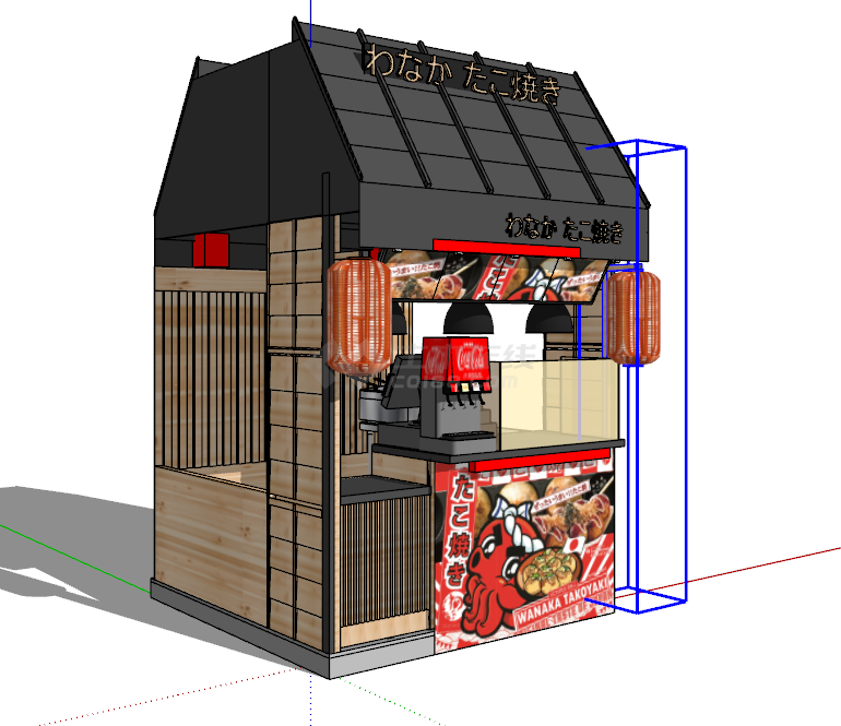 日式木质售卖亭 su模型-图一