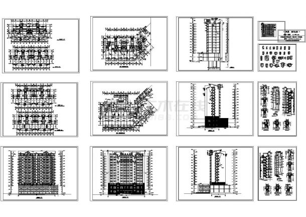 十三层小区住宅楼建筑施工cad图，共十三张-图一
