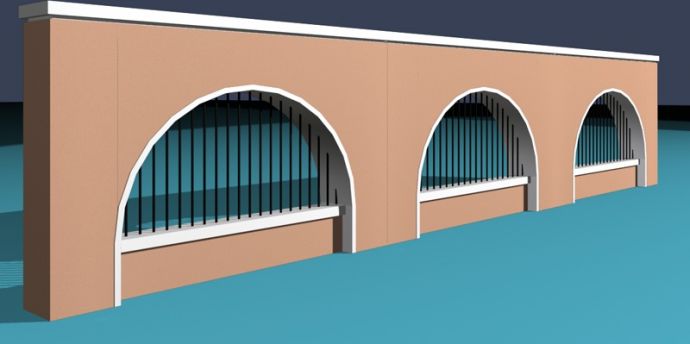 围墙模型平面及3D素材_图1