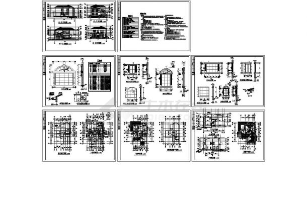某二层带架空层框架结构欧式小别墅设计cad全套建筑施工图（含设计说明）-图一