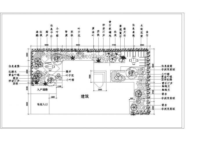 南京某庭院景观绿化设计平面CAD图纸_图1