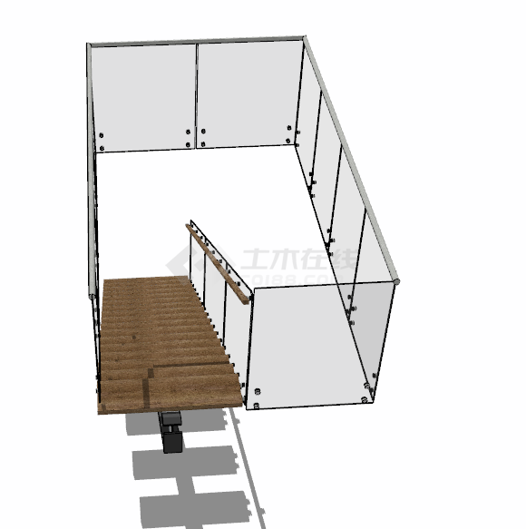 现代木制玻璃扶手楼梯su模型-图二