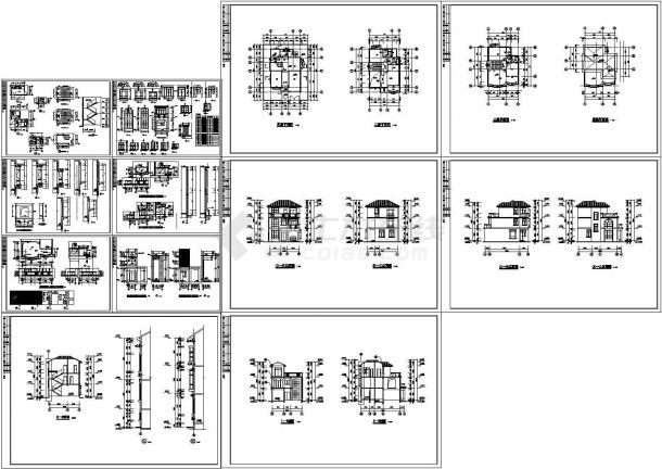 某三层框架结构欧式风格别墅设计cad全套建筑施工图（甲级院设计）-图一