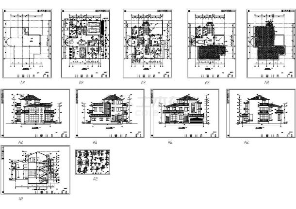 某三层带地下室框架结构欧式风格别墅设计cad全套建筑施工图（甲级院设计）-图一