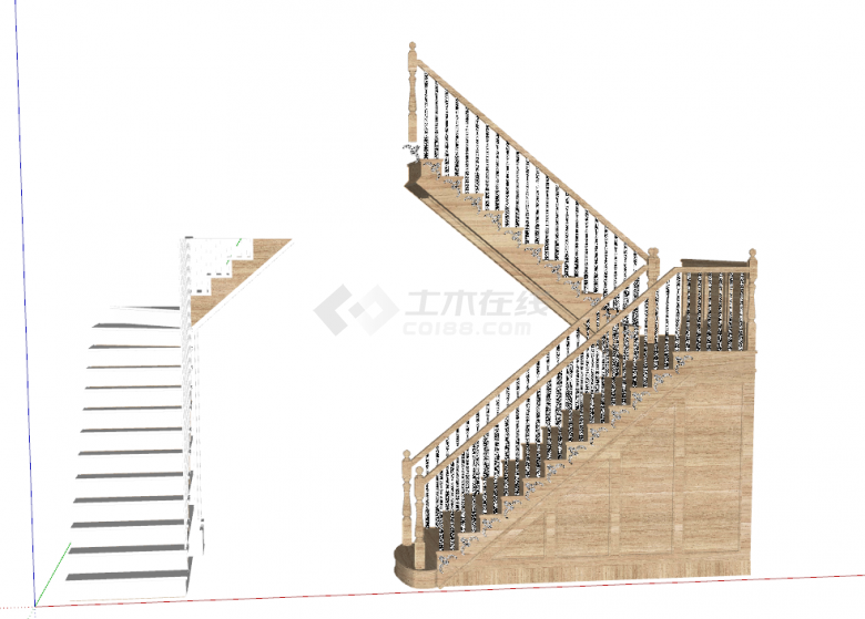 带栏杆的旋转现代楼梯 su模型-图一