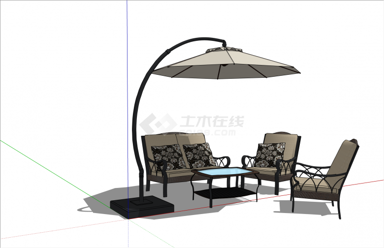 典雅新古典室外桌椅su模型-图二